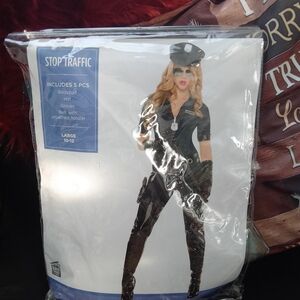 Police Officer Costume 5 Piece Set Bodysuit, Hat, Gloves Belt W/Holster